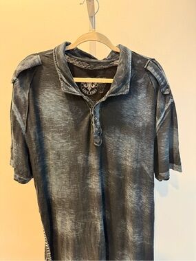 Vintage Affliction Acid Wash Short-Sleeve Polo Grunge Y2K Men Size 3XL